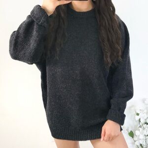 Dark gray wool knit sweater